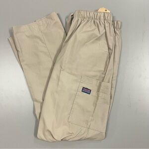 NWT Cherokee Workwear Men's Khaki Cargo Scrub Pants Size S